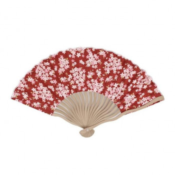 大西賢製販 Ripple  波骨布扇子  21cm 小桜 赤 NN19-B05