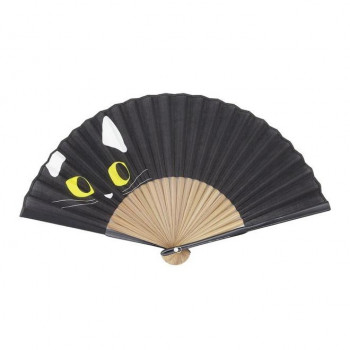 大西賢製販 Ripple  レディースプリント扇子  21cm 猫背 クロ S20-LN07