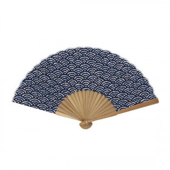 大西賢製販 Ripple  絞り風和柄扇子  21cm 青海波 藍 S19-SW03