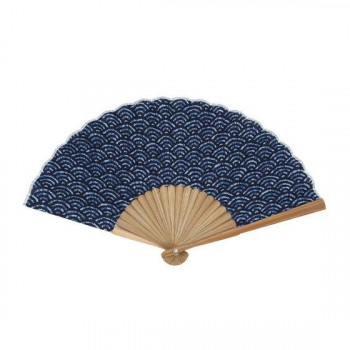 大西賢製販 Ripple  絞り風和柄扇子  21cm 青海波 濃藍 S19-SW04