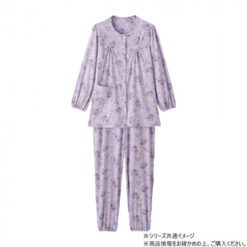 ケアファッション ワンタッチのびのびストレッチパジャマ (婦人) パープル L 80034112