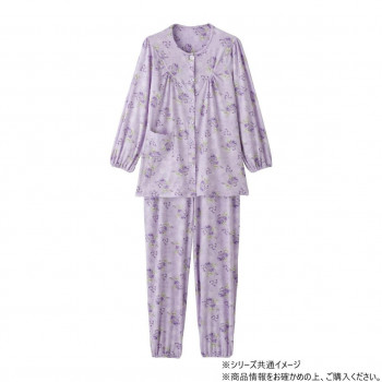ケアファッション ワンタッチのびのびストレッチパジャマ (婦人) パープル LL 80034113