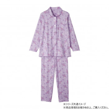 ケアファッション 大きめボタンのびのびストレッチパジャマ (婦人) パープル L 80045112