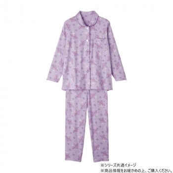 ケアファッション 大きめボタンのびのびストレッチパジャマ (婦人) パープル S 80045114