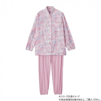 ケアファッション 大きめボタンのびのびストレッチパジャマ (婦人) ピンク 3L 8004555