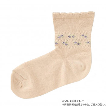 ケアファッション らくらくフィットクルーソックス (花柄) (婦人) ベージュ 22～24cm 8961111