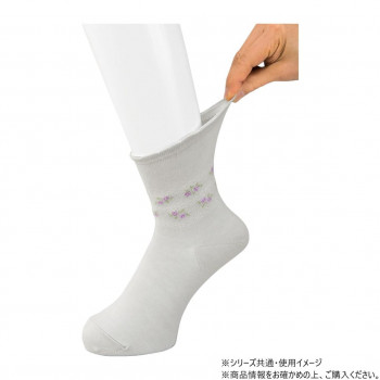 ケアファッション らくらくフィットクルーソックス (花柄) (婦人) グレー 22～24cm 8961121