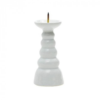日本香堂 仏具・仏器 ローソク立て 陶器 (白磁) 92151