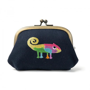 クレーン工房 レオレオニ 3.5寸くしUカンがま口 カメレオン刺繍 CKLL071-3
