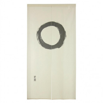 縁起レースのれん円相 85×170cm ベージュ 1116-17