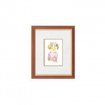 1302240　いわさきちひろインチ額タテ(ちひろ絵はがき一枚入り)　1399240・ピンクのセーターの少女