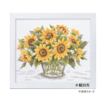 ししゅうキット　7287(白)　やさしい花刺しゅう額　サンフラワー