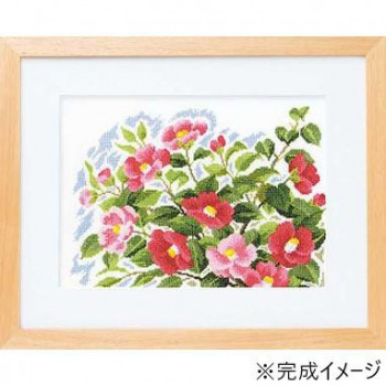 ししゅうキット　7183(白)　風に舞う華たち　寒風のつばき