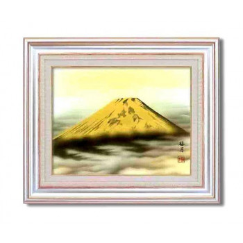 葛谷聖山(梅月)日本画額F6AS　12292・金富士