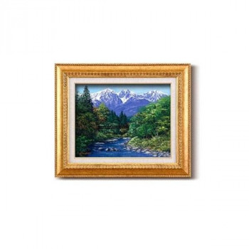 広瀬和之　油絵額F6金　11592・白馬岳