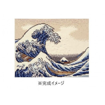 ししゅうキット　7136(ベージュ)　日本名所絵百選シリーズ　神奈川沖浪裏