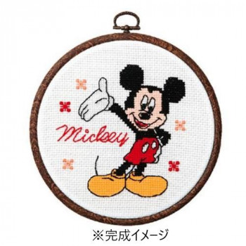 オリムパス 7319 ししゅうキット　ディズニー　ミッキーマウス(おしゃれフープ付)